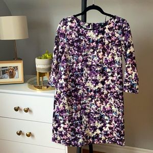 2/15$ H&M Purple and White Quarter Sleeve Mini Dress